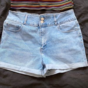 Light Denim High Waisted Shorts